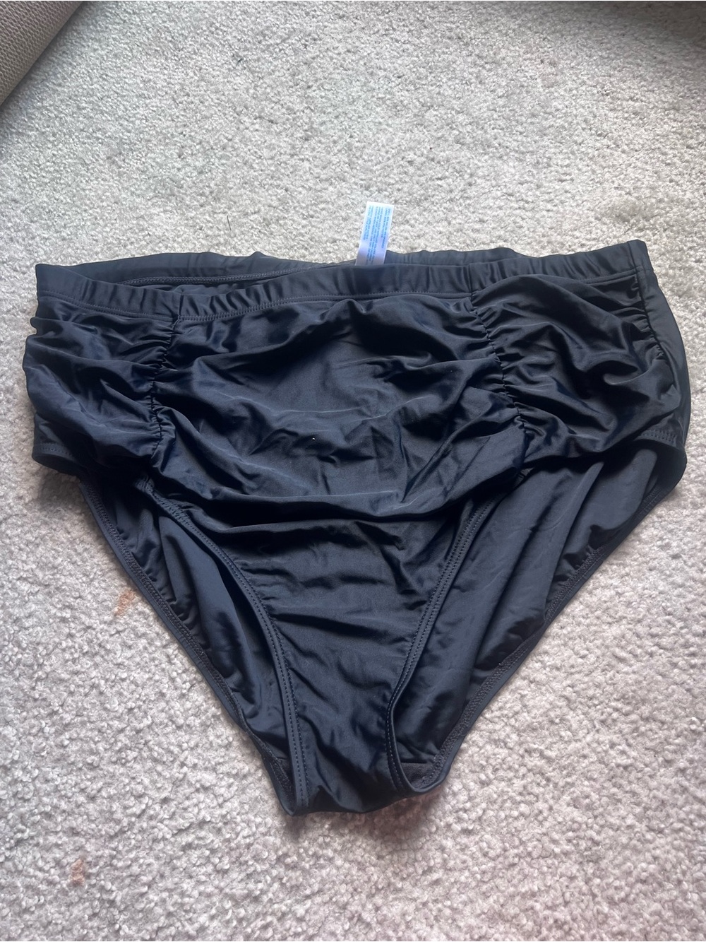 Women's High-Waist Ruched Bikini Bottom - Black